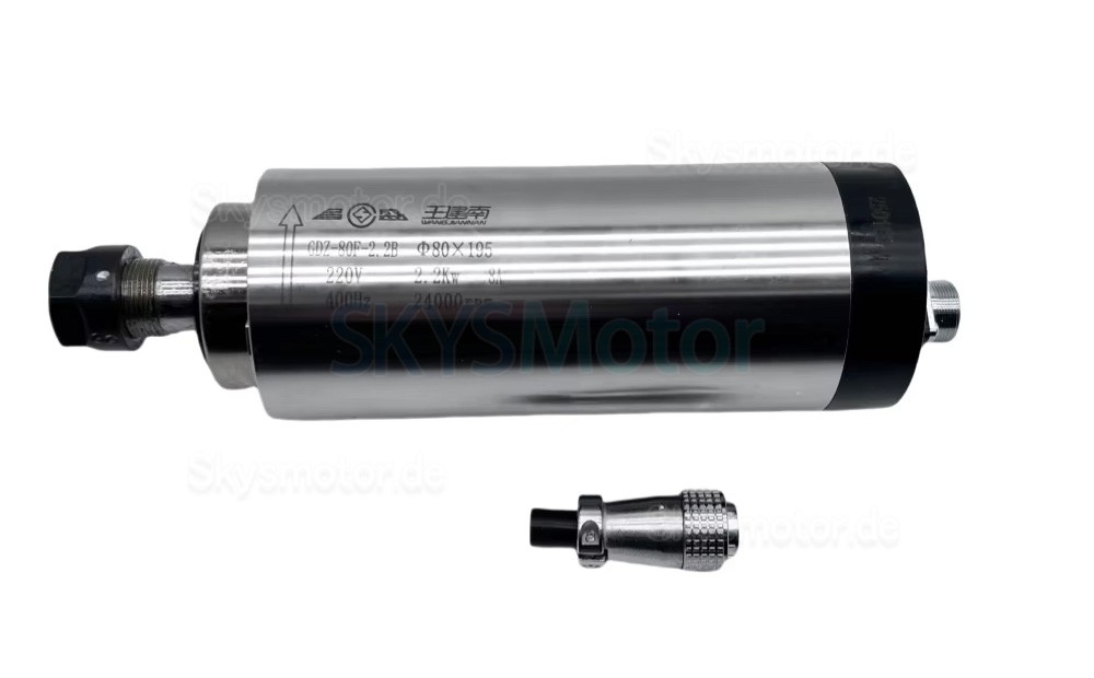 Shinaspindel CNC Luftgek&uuml;hlt GDZ-80F-2.2B 220V/380V 5A 2,2kW 24000U/min ER20 Spannzange 400Hz